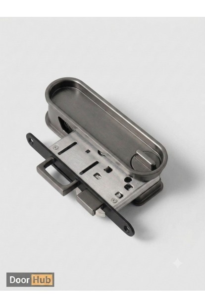 Nickel Black Sliding Door Handle Set – Telescopic Lock for Wooden & Aluminium Doors